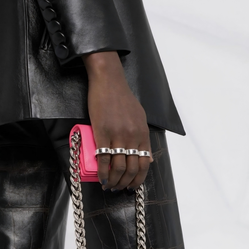 ‼️SOLD‼️NWOT Alexander McQueen Four Ring Micro Bag- Pink Calfskin Leather - Picture 7 of 8